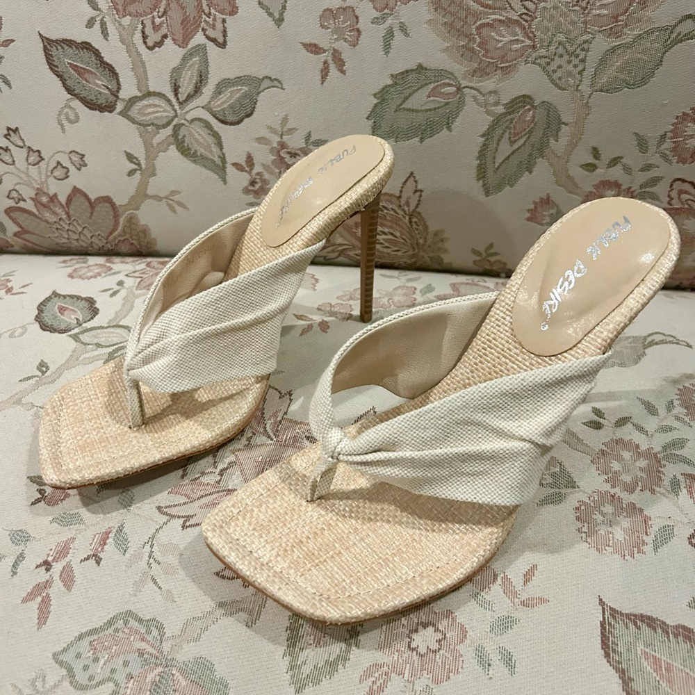 Public desire Cream Heeled Sandals - Picture 1 of 6